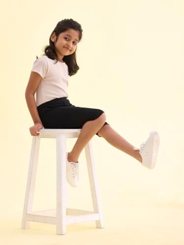 GO COLORS Girls Solid Black Cycling Shorts 3