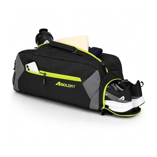 Boldfit Gym Bag for Man 33 litres Sports Duffle Bags Water Resistance Duffle Gym Bags for Men Multipurpose Travel Bag for Women Luggage Duffel Black Grey 33L
