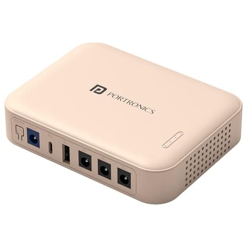 Portronics Kinectic 8K Mini UPS for WiFi Router Broadband Modem 12V Router UPS up to 2A, 5 Hours Playback, 2 x 4000mAh Battery, Type C/USB-A/DC Pin Output Ports, UPS Power Backup During Power Cuts