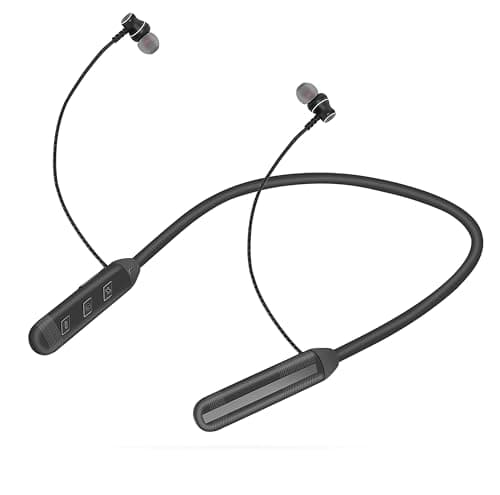 JGD Boom J5 Bluetooth Earphones with 13mm Drivers, Rich Music Experience, 20 Hours Playtime, Type C Fast Charging, Neckband Earphones with Magnetic earpiece,Voice Assistant and Mic (Black)