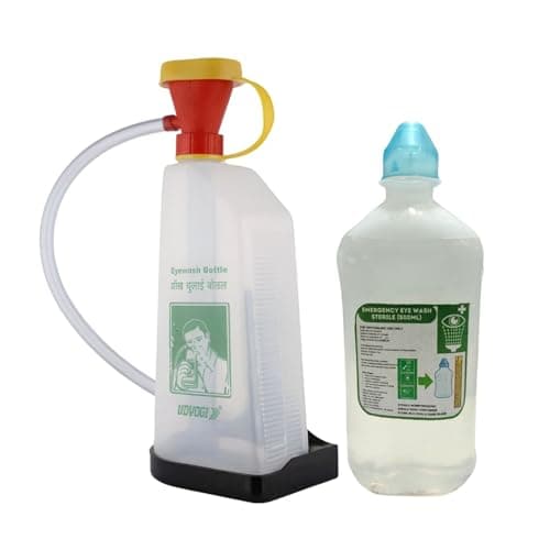 Elysian Emergency Eye Wash Station Kit – Wall-Mountable Safety Eyewash with 500ml Reusable Pump Bottle | Ideal for Chemical, Dust & Irritant Exposure in Workplace, Lab, or Industrial Use