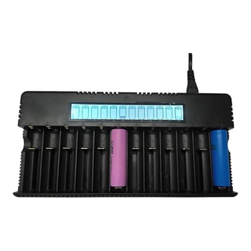 METAPOD 12 Slot Battery Charger with LCD Display | HD-8994A Fast Charging 6400mA | Supports 18650, 26650, 21700, AA, AAA NiMH NiCd Li-ion Batteries | Smart Multi-Bay Charger 3