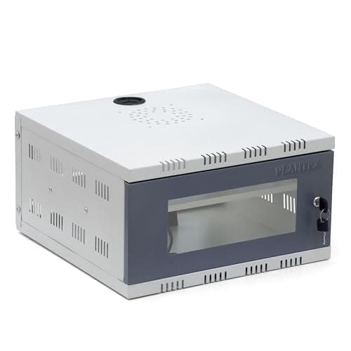 Plantex CCTV/DVR Rack/NVR Cabinet Box/Network Rack/Server Rack/CCTV Camera Box with KeyLock/DVR Box for cctvwith Power Socket - 3U - (Off White & Gray), Metal Transparent Glass Door Cabinet Box