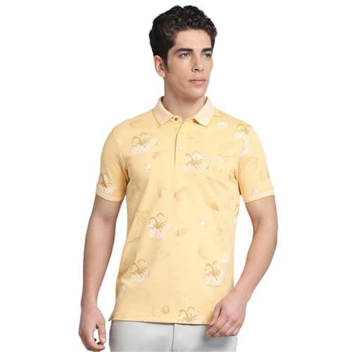 Monte Carlo Men's Regular Fit Polo T-Shirt | Half Sleeve | Printed Collared Tee | Casual Everyday Wear | Stylish & Comfortable Tshirt for Men Yellow XXL (Pack 1)