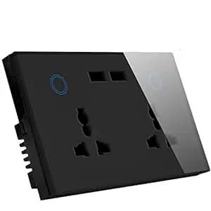 Protium Smart Touch Combo Switch, WiFi Switch Compatible with Alexa, Google Home, IFTTT & Smart life App (Dual Socket+ Dual USB, Black)