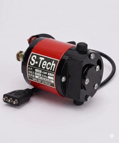Pro Domestic Mini Electric Sewing Machine Motor 1/20 HP 4500 RPM | Heavy Duty Foot Controller with Long Wire | Domestic Silai Machine Ki Motor Set 2 Carbon & Belt | 220V | 6 Months Warranty (Red) 5