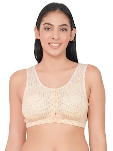 Wave Fashion Maternity Nursing Bra for Women | Seamless Wirefree Cotton Blend Breastfeeding Bra with Front Open Button & Adjustable Straps Beige