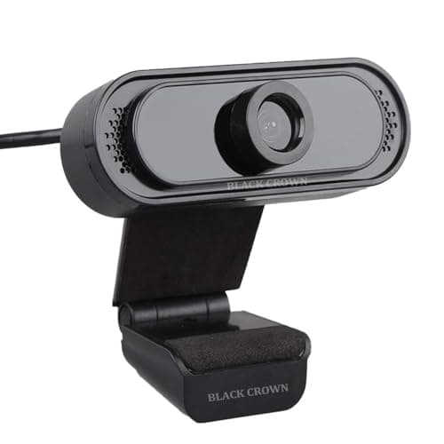 BLACK CROWN Webcam HD 720P, Noise Isolated Microphone with Computer HD stremaing Web cam for Desktop, Laptop with mic with Wide Angle Lens & Large Sensor for Superior Low Light, Optical. (042)(Black)