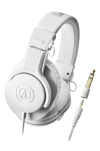 Audio-Technica ATH-M20x W Over Ear Headphones | Professional Studio Wired Headphones for Tracking & Mixing | Over The Ear Head Phones with Enhanced Bass & Sound Isolation