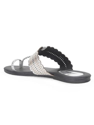Bata Metallic Tr E Women's Silver Flat Sandals - 8 UK (5711431) 3
