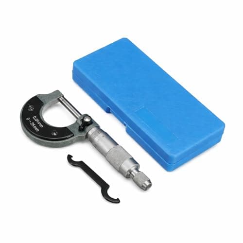 SKADIOO Micrometer 0-25mm, 0.01mm Precision Measurement Tool – Outside Micrometer with Ratchet Stop, Carbide Anvil, High Accuracy Machinist Tool for Metalworking & Engineering