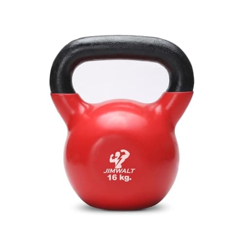 Jimwalt Jimwalt Premium Vinyl Coated Solid Kettlebell - Non Slip Grip| Reach Compliant| From the House of Healthycliq | Sedex Certified| Strength & Cross Training Weight for Home Gym (16KG)