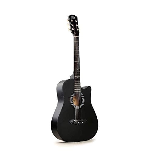 Intern 38 Inch Acoustic Guitar for Beginners with Bag, Strap, Strings, Picks & Winder | Cutaway Design | Steel String Guitar for Kids & Adults (Black) 2