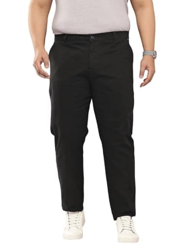 Thomas Scott Men Plus Size Pure Cotton Chinos Trousers(TSB095A_Black_46)