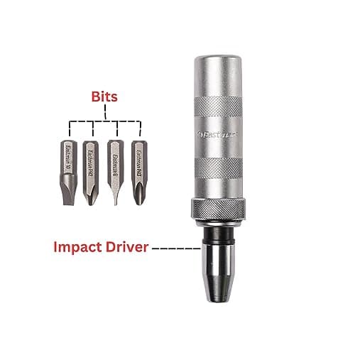 Eastman Impact Driver Set Of 6 Pcs, Screwdriver Sets Portable, Carbon Steel Handle With Socket Adapter And CRV Bits, Chrome Plated, Heat Treated (EID-2500-02) 5