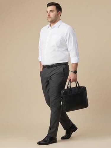 Thomas Scott Men's Premium Plus Size Regular Fit Textured Formal Shirt | 100% Cotton | Long Sleeves | Spread Collar (TS1925PS_White_3XL) 4