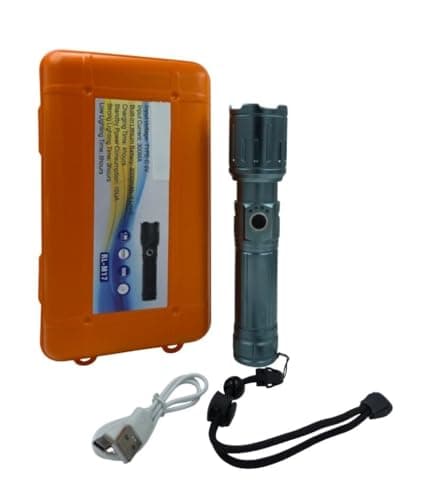 PICSTAR RL-M17 High Power 100W LED Torch, Metal Rechargeable Flashlight with 3000mAh Battery, Zoom Focus & Type-C Fast Charging for Outdoor Adventures