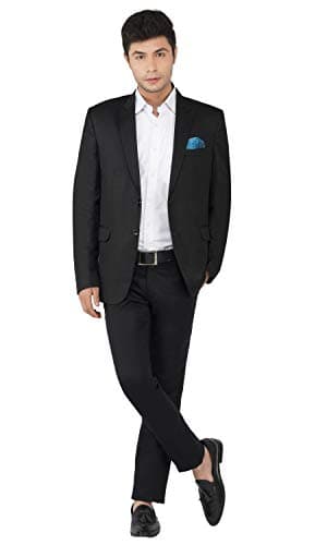 TAHVO Men's Formal 2-Piece Suit Set – Slim Fit Blazer & Trouser with Pocket Square – Ideal for Weddings, Business (in, Numeric, 36, Notched Lapel Suit) 5