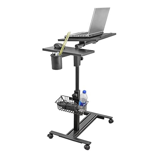Isomars Standing Table Multipurpose Laptop Table Study Desk, Lockable Wheels, & Height Adjustable for Breakfast Table, WFH & Online Classes, Sit Stand Table Made in India (Black) 2