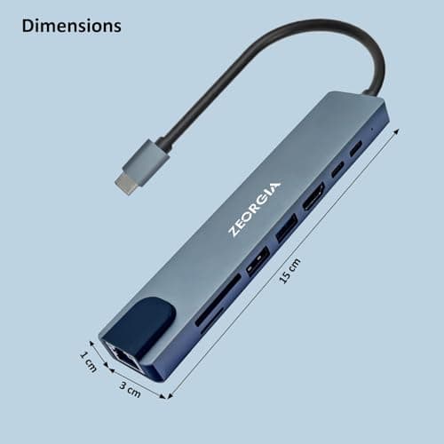 ZEORGIA 8-in-1 USB C Hub Adapter with 4K HDMI, 100W PD, Ethernet, SD/TF Card Reader, USB-C & 2 USB 3.0 Ports | Compatible with MacBook, iPad Pro, Windows, Thunderbolt 3 Devices 5