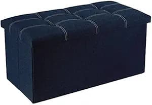 Luxury Furniture Square Foldable Storage Ottoman Coffee Cube Table Multipurpose Foot Rest Short Children Sofa Stool Bench Size (Xxx- Large (78 X 38 X 39 C.M.), Blue)