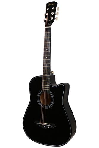 Juârez Acoustic Guitar Kit, JRZ38C/BK 38 Inch Cutaway, 038C with Bag, Strings, Pick and Strap, Black 2