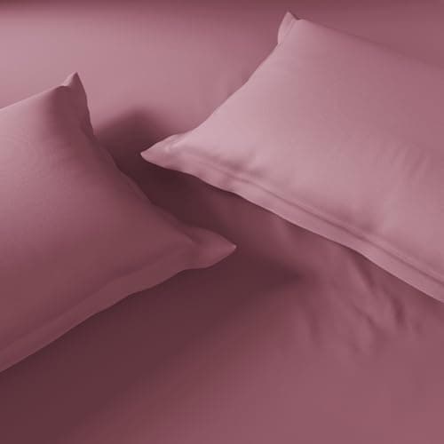 Spaces Everyday Essential 100% Cotton 170 TC Percale Solid Fitted King Sheet with 2 Pillow Covers|Super Soft, Safe for Skin & Breathable - 183 x 198Cm + 30Cm - Dark Pink 4