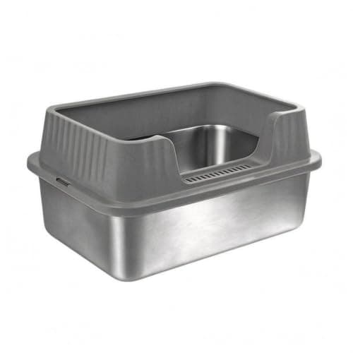 Bnf® Easy to Clean Stainless Steel Litter Box Raised Front Open-Top Litter Box, 60-40-25cm