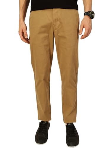 Thomas Scott Men's Cotton Blend Solid Slim Fit Chino Trouser(TSNXTR02_Khaki_36)