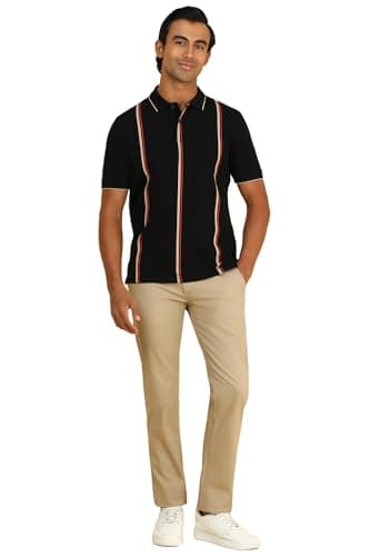 Men Khaki Textured Casual Trousers 5