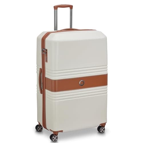 DELSEY PARIS Paulette 81 cms Large Check-in ABS/Polycarbonate Hard Sided 8 Wheels and Expandable Spinner Suitcase/Trolley Bag for Travel with TSA Lock- Angora