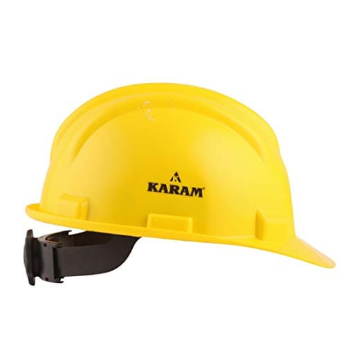 KARAM PN521 Safety Helmet for Men Construction Helmet | Ratchet Type Adjustment with Adjustable Chin Strap | Work Helmet with Side Slot for Attachment | is:2925:1984 Certified | Yellow 2