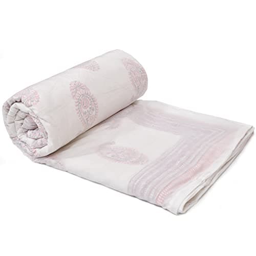 BLOCKS OF INDIA Cotton Duvet/Quilt/Comforter/Rajai Cover (Twin, 300 Threadcount), Zip, Solid 5