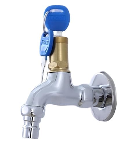 24x7 eMall Stainless Steel Tap with Lock and Key Lock Tap, 1/2" Thread Water Lockable Polished Faucet, Faucet Locks Outdoor, Garden Tap, Home Outdoor Garden Tool., Silver