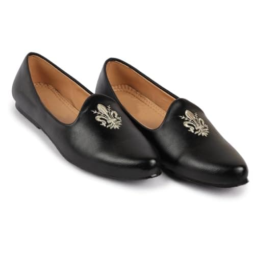 Zixer E7012 Ethnic Wear Wedding Party Half Shoes for Men Mojri Casual Formal Back Open Shoe Casuals for Men Black