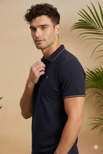Louis Philippe Cotton Men's Solid Slim Fit T-Shirt (LRKPCSLFI53303_Navy, Large 3