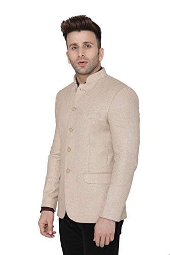 WINTAGE Men's Tweed Casual and Festive Blazer Coat Jacket : Beige2 2