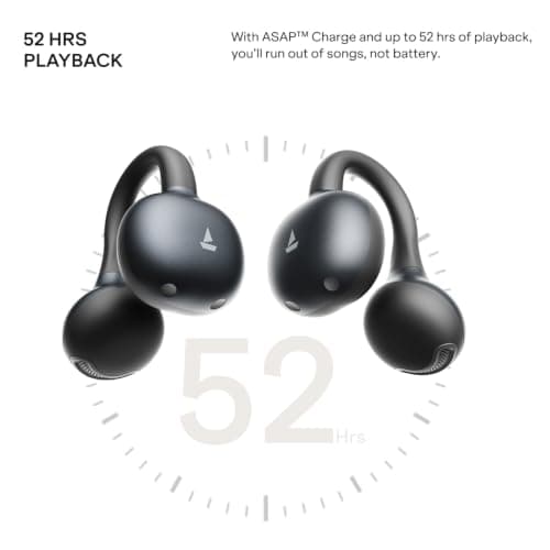 boAt Airdopes ProClip w/Air Conduction Tech, Feather-Light Earbuds, Clip-On Design, All Day Wear Comfort, Up to 52H Battery, 12mm Dynamic Drivers, App Support, BT v6.0, OWS Earbuds with mic(Silk Grey) 5