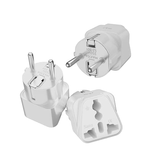 rts European Plug Adapter, India to Europe Travel Adapter (Schuko) (3 Pack) Compatible with laptops Smartphones Tablets Camera Chargers Germany, France European Spain Plug Adapter Travel Essentials