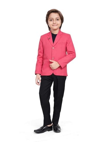 Earth Conscious Boys Blazer | Peach Full Sleeve Casual Blazer for Kids | Premium Coat for Weddings & Occasions | Stylish Clothes for Boys 5-6 Years