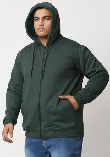 Wear Your Opinion Men's Fleece S to 5XL Plus Size Zipper Regular Fit Hoodies Jacket for Winter Wear (Design: Solid,Olive,Medium) 3