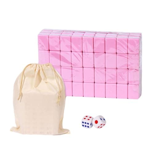 UJEAVETTE Travel Mini Mahjong Set Classic Tiles Games Portable Strategy Boys and Girls 24mm Pink 4