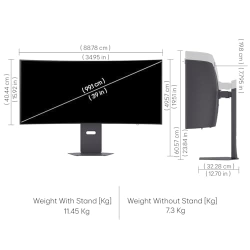 LG 39GX900A 99.1cm (39 Inch) Ultragear OLED (3440x1440) Curved Gaming Monitor, 240Hz, 0.03ms(GtG), NVIDIA G-Sync, AMD FreeSync Premium Pro, HDMI X 2, DP, USB-C, Tilt/Height/Swivel Adjustable (Black) 4