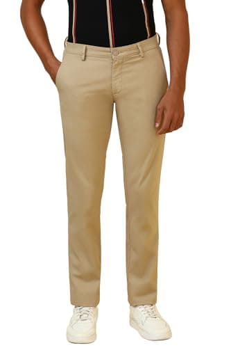 Men Khaki Textured Casual Trousers