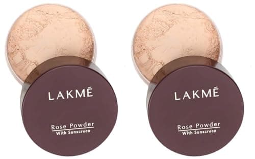 Lakme Rose Loose Face Powder, Matte Finish & Poreless Look, Oil Control & Sun Protection For Long Hours, Suitable for oily skin, Soft Pink, 40g (Pack of 2)