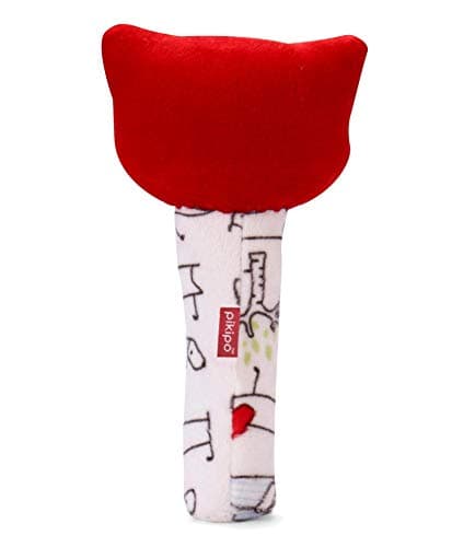 Pikipo Kitty Face Rattle Soft Toy with Squeeze Handle for Squeaky Sound (Red) 4