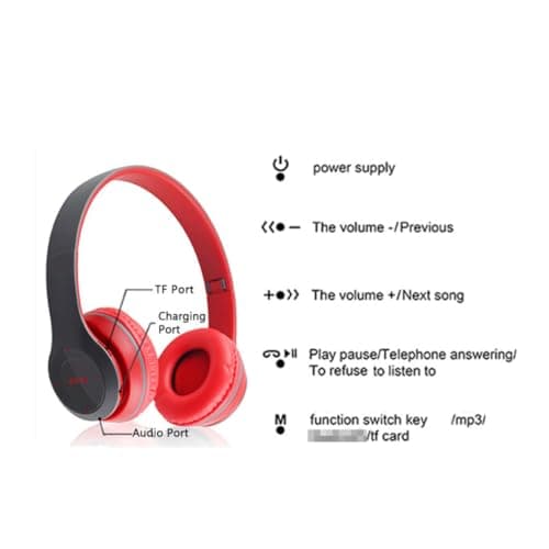 P47 Wireless Bluetooth Headphones Over Ear with Mic (Multicolor) 5