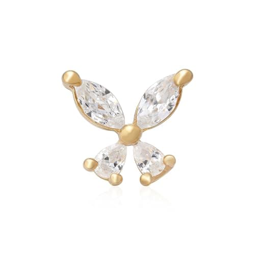 TOUCH925 Pure 925 Silver Sparkling Butterfly Nose Pin for Women 3