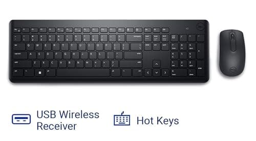 Dell KM3322W Wireless USB Keyboard and Mouse Combo, Anti-Fade & Spill-Resistant Keys, up to 36 Month Battery Life, 3Y Advance Exchange Warranty - Black 3