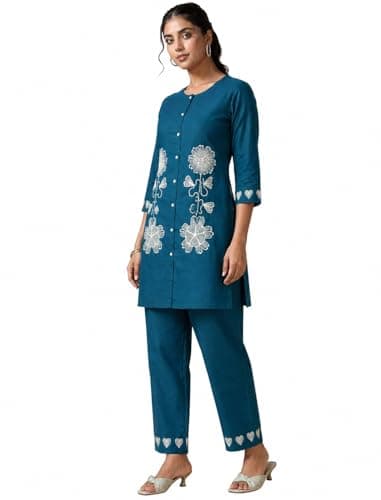 SattvaVibe Women's Co Ord Set l Kurta Sets for Women |Kurta Sets| Printed Kurta with Pant l Stylish Pocket & 3/4 Sleeve Women Co-ord Set (Avaiable in Plus size)